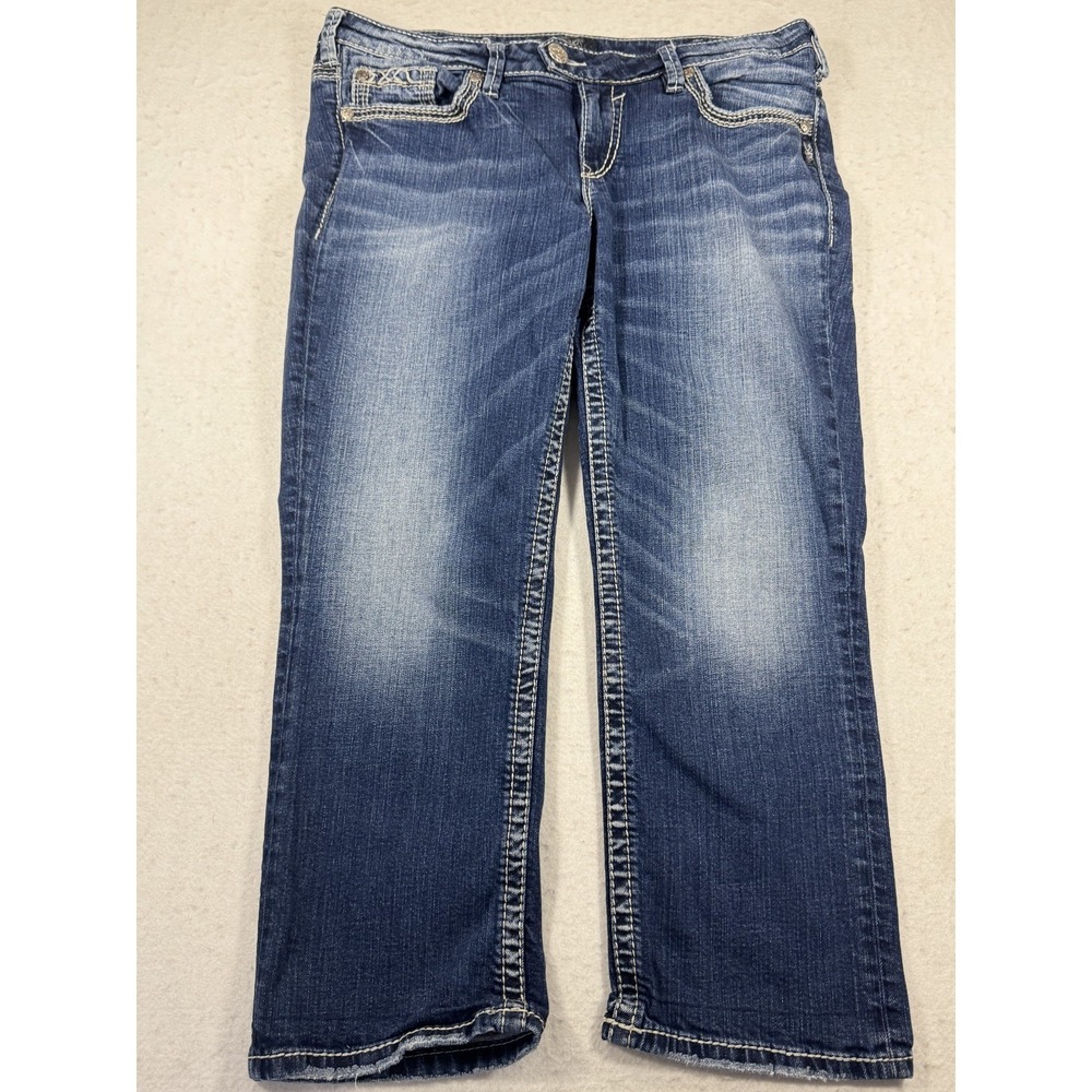 Silver Y2K Tuesday Jeans Womens 14 Blue Denim Cotton Stretch Mid Rise Frayed Hem